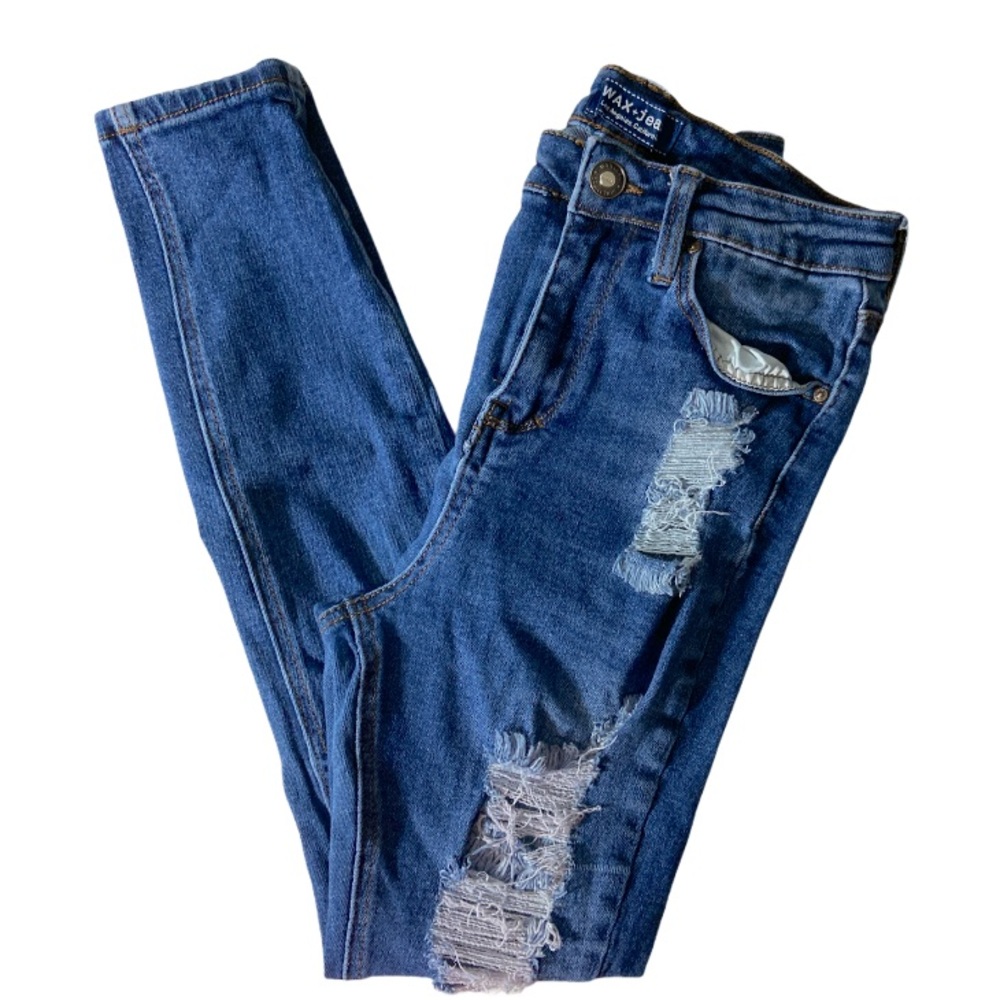Wax+Jeans Jeans Youth Distressed Skinny Medium Wash Size 5 Youth Kids